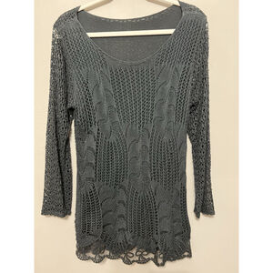 Dark Romantic Gray Lace Trim Layered Crochet Gothic Nostalgic Nuance Tunic M